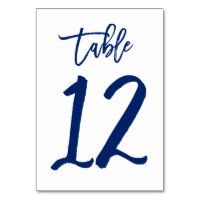 Chic Hand Lettered Table Number Navy | Table 12