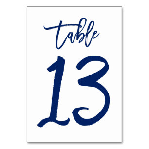 Chic Hand Lettered Table Number Navy   Table 13
