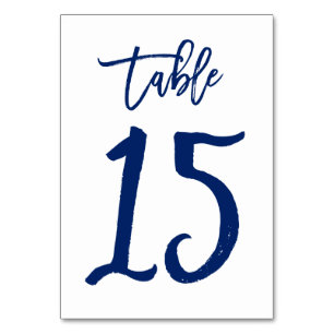 Chic Hand Lettered Table Number Navy   Table 15