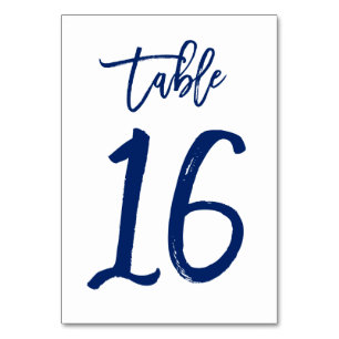 Chic Hand Lettered Table Number Navy   Table 16