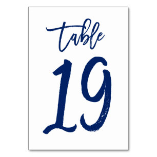 Chic Hand Lettered Table Number Navy   Table 19