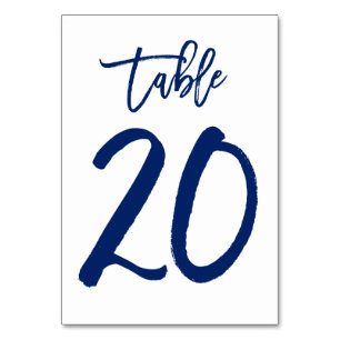 Chic Hand Lettered Table Number Navy Table 20