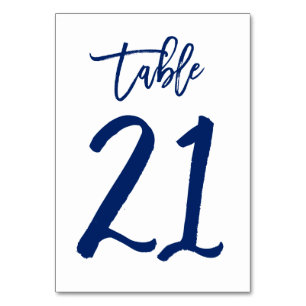 Chic Hand Lettered Table Number Navy   Table 21