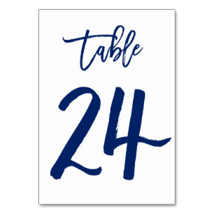Chic Hand Lettered Table Number Navy   Table 24