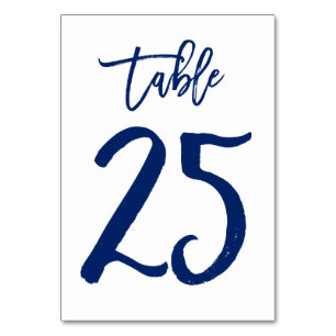 Chic Hand Lettered Table Number Navy   Table 25