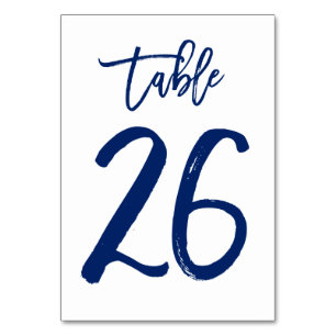 Chic Hand Lettered Table Number Navy   Table 26