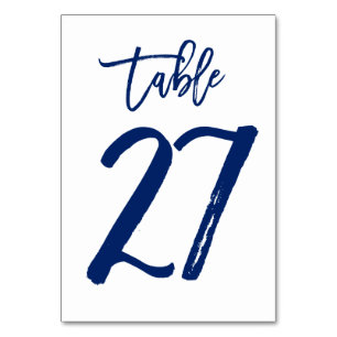 Chic Hand Lettered Table Number Navy   Table 27