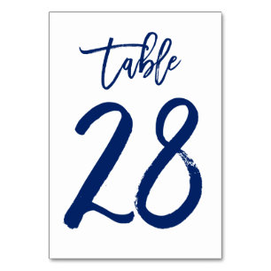 Chic Hand Lettered Table Number Navy   Table 28