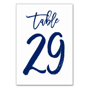 Chic Hand Lettered Table Number Navy   Table 29