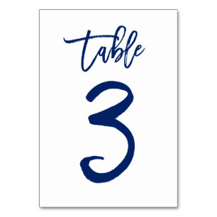 Chic Hand Lettered Table Number Navy Table 3