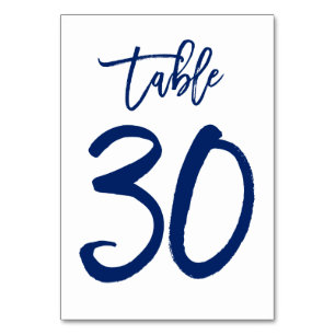 Chic Hand Lettered Table Number Navy   Table 30