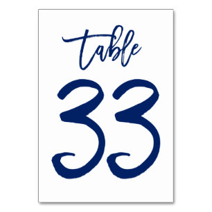 Chic Hand Lettered Table Number Navy   Table 33