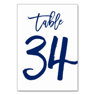 Chic Hand Lettered Table Number Navy   Table 34