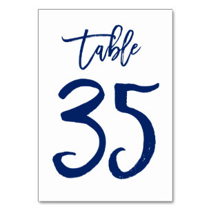 Chic Hand Lettered Table Number Navy   Table 35
