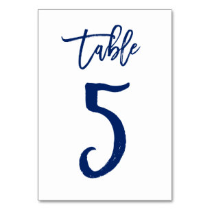 Chic Hand Lettered Table Number Navy Table 5