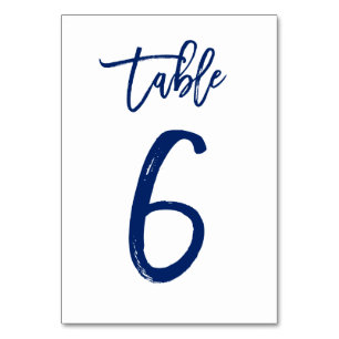 Chic Hand Lettered Table Number Navy Table 6