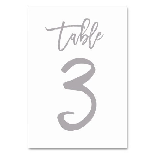 Image of Chic Hand Lettered Table Number Silver | Table 3