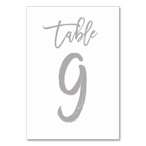 Image of Chic Hand Lettered Table Number Silver | Table 9