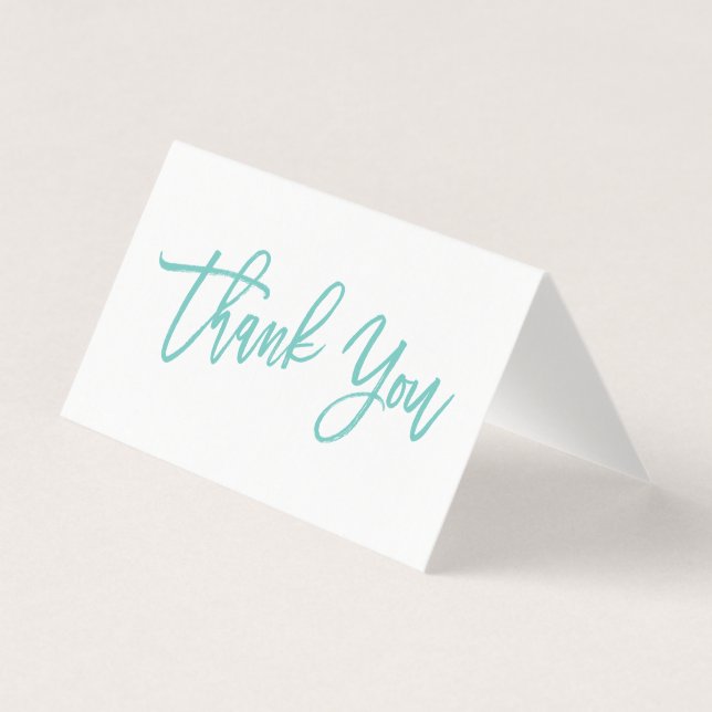 Chic Hand Lettered Thank You Card | Teal (Front)