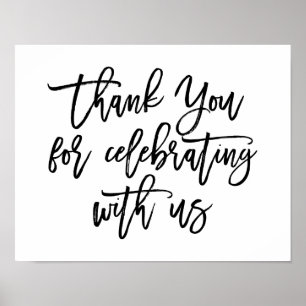 Chic Hand Lettered Thank You For Celebrating Sign