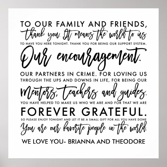 Chic Hand Lettered Thank You Message Poster (Front)
