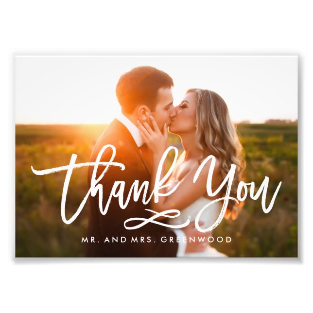 Chic Hand Lettered Thank You Photo (Front)