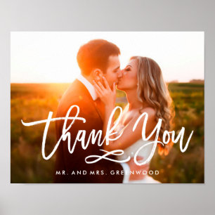 Chic Hand Lettered Thank You Photo Poster