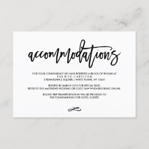Chic Hand Lettered Wedding Accomodations Card
