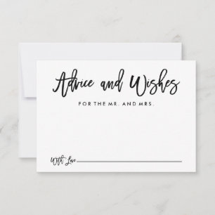 Chic Hand Lettered Wedding Advice and Wishes Card