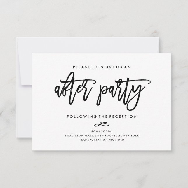 Chic Hand Lettered Wedding After Party Invitation (Front)