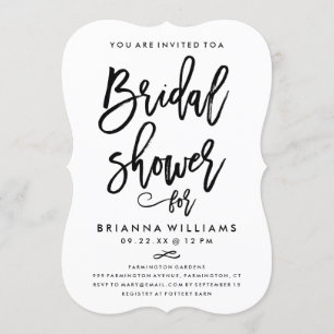 Chic Hand Lettered Wedding Bridal Shower Invitation