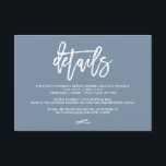Chic Hand Lettered Wedding Details Dusty Blue Enclosure Card<br><div class="desc">Wedding Details Enclosure Card. Visit the shop to see the rest of the collection from the "Chic Typography" invitation suite.</div>