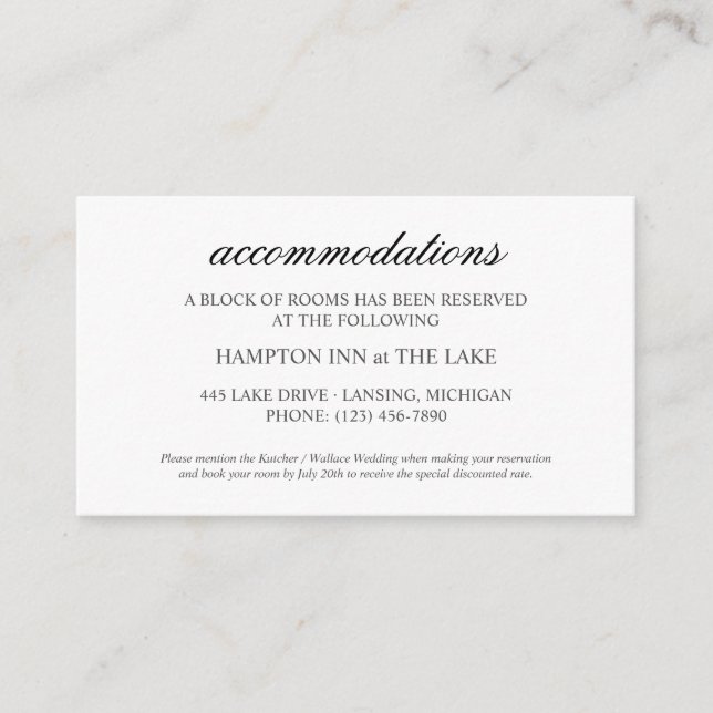 Chic Hand Lettered Wedding Details Enclosure Card (Front)