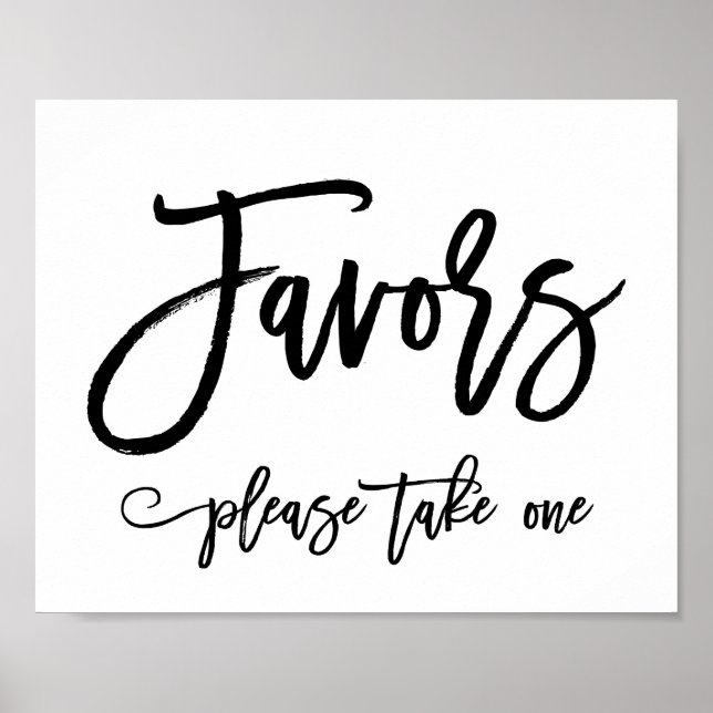 Chic Hand Lettered Wedding Favours Sign (Front)