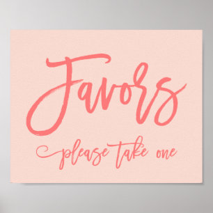 Chic Hand Lettered  Wedding Favours Sign Coral