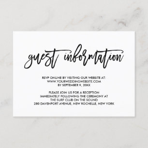 Chic Hand Lettered Wedding Guest Information Enclosure Card