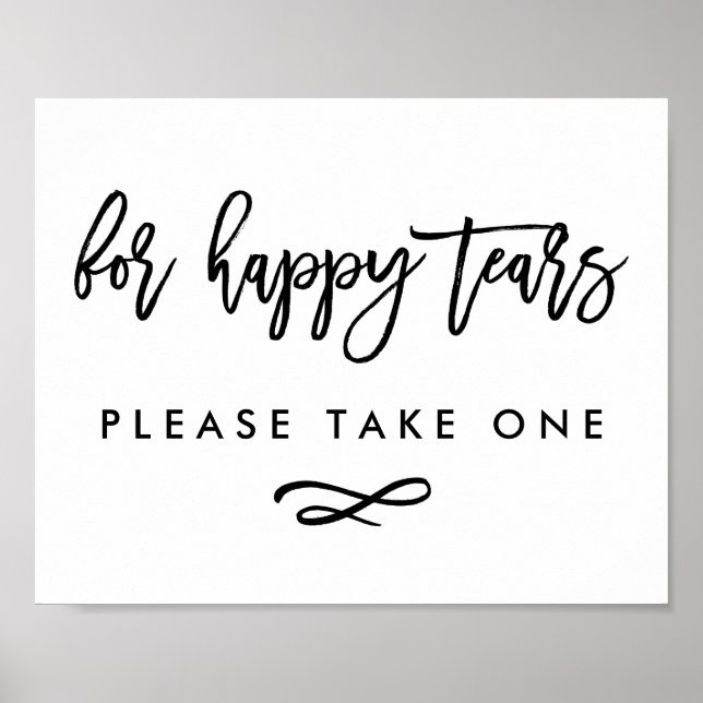 Chic Hand Lettered Wedding Happy Tears Print (Front)