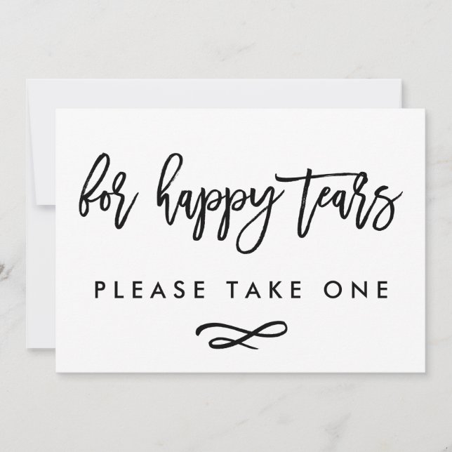 Chic Hand Lettered Wedding Happy Tears Print (Front)