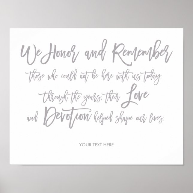 Chic Hand Lettered Wedding Memorial Sign (Front)
