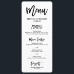 Chic Hand Lettered Wedding Menu<br><div class="desc">Simple and chic menu in white and black. Visit our online shop to see more pieces from this collection!</div>