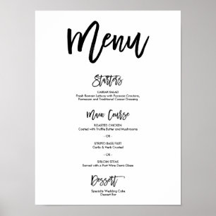 Chic Hand Lettered Wedding Menu Poster