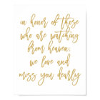 Chic Hand Lettered Wedding Missing Loved Ones Gold