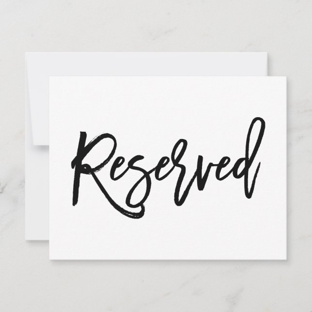 Chic Hand Lettered Wedding Reserved Sign Invitation (Front)