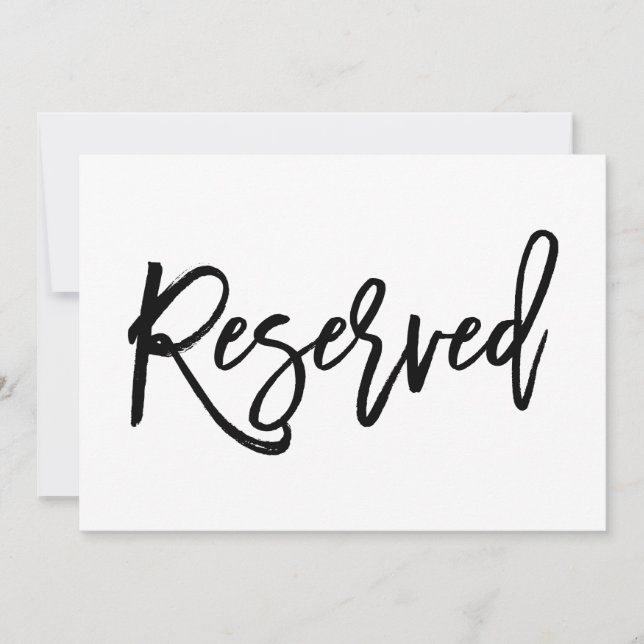 Chic Hand Lettered Wedding Reserved Sign Invitation (Front)