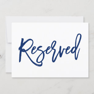 Chic Hand Lettered Wedding Reserved Sign Navy