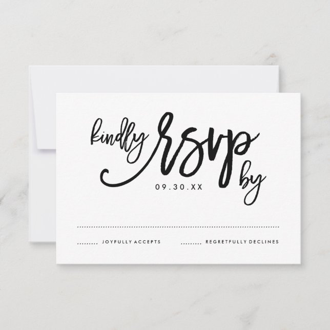 Chic Hand Lettered Wedding RSVP Card (Front)
