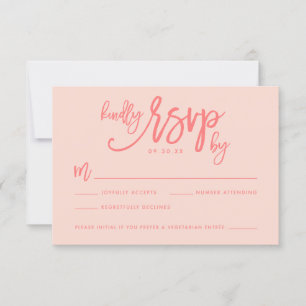 Chic Hand Lettered Wedding RSVP Card   Coral