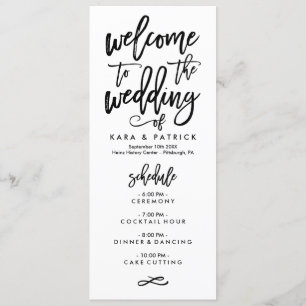 Chic Hand Lettered Wedding Schedule and Program Programme