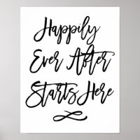 Chic Hand Lettered Wedding Sign Happily Ever After