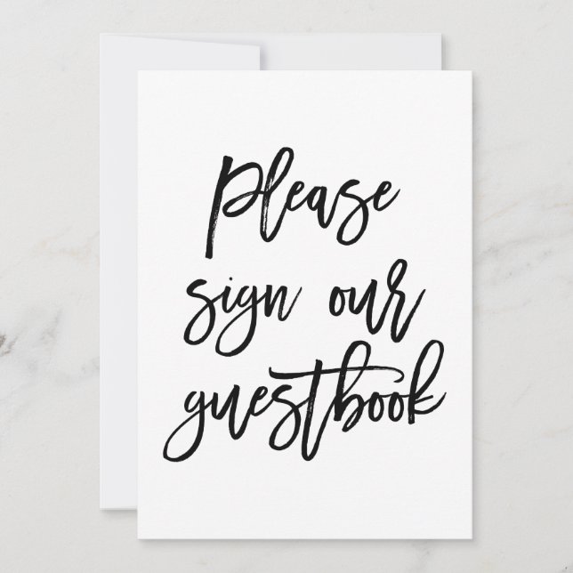 Chic Hand Lettered Wedding Sign Our Guest Book (Front)